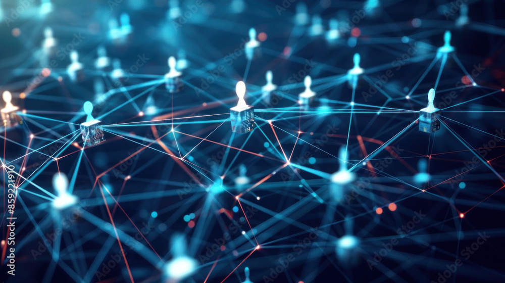 Digital visualization illustrating B2B marketing strategy with interconnected networks and data flow, symbolizing collaboration and growth. Digital visualization illustrating B2B marketing strategy with interconnected networks and data flow, symbolizing collaboration and growth.