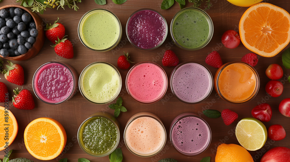 Overhead shot of smoothie blending Overhead shot of smoothie blending