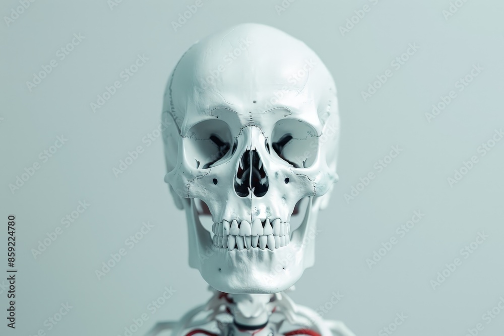 Detailed Realistic Human Skeleton on White Background Emphasizing Intricate Structure of Skeletal System