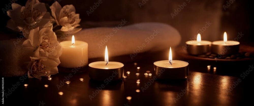 Spa and wellness themed background with candles essential Spa and wellness themed background with candles essential