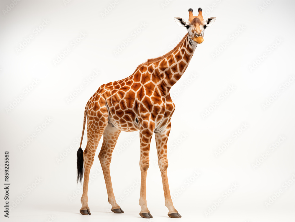 Naklejka premium A Portrait of a giraffe on an isolated background