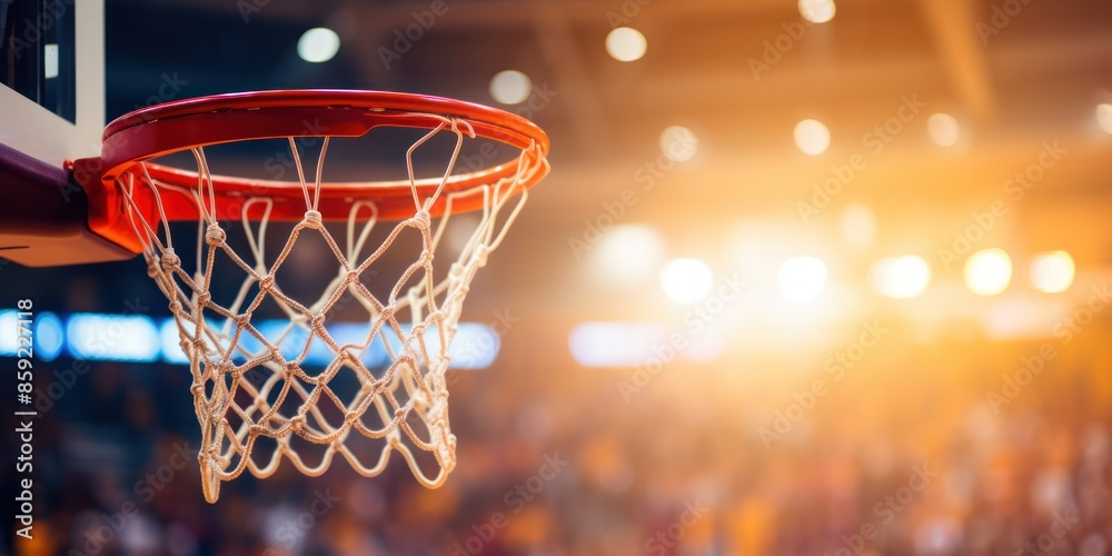 Close-up Shot of a Basketball Net and hoop of an Indoor Basketball Court. Close-up Shot of a Basketball Net and hoop of an Indoor Basketball Court.