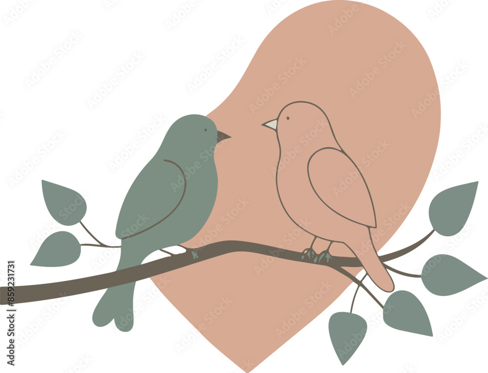 birds love on branch valentine silhouette vector art birds love on branch valentine silhouette vector art