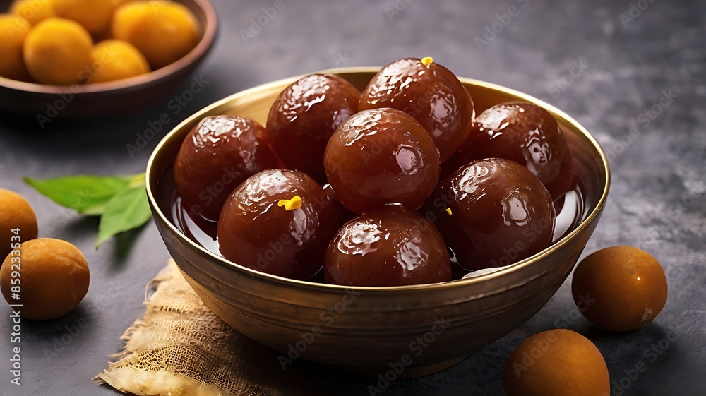 Obraz premium Delicious Gulab Jamun, Indian Dessert or Sweet Dish