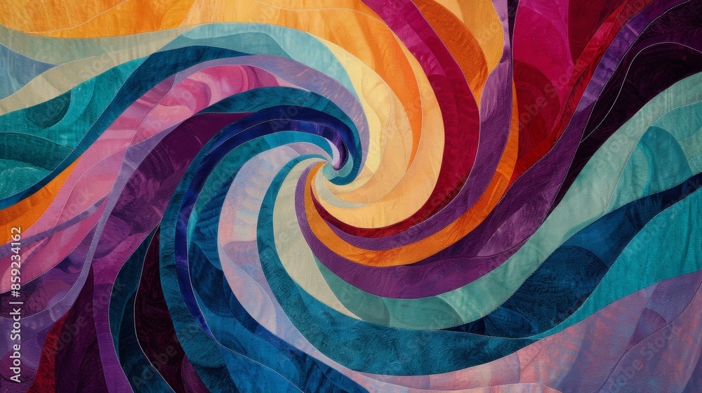 A modern tapestry featuring abstract swirls of color ripples and twists in the gentle wind. A modern tapestry featuring abstract swirls of color ripples and twists in the gentle wind.