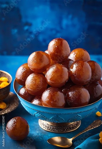 Delicious Gulab Jamun, Indian Dessert or Sweet Dish photo