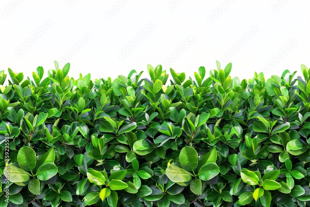Green Bush Border Against White Background Green Bush Border Against White Background