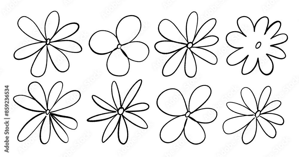 Fototapeta premium Hand drawn doodle style flower set.