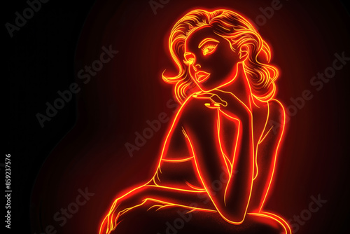 Neon pin-up girl illustration