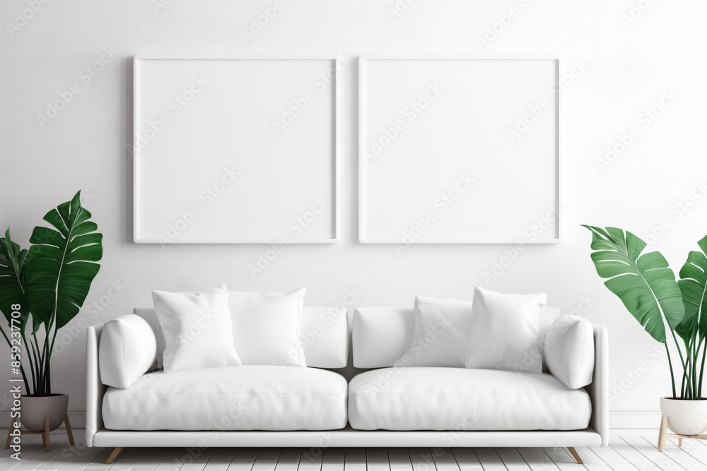 Blank frame in a warm, inviting home interior Blank frame in a warm, inviting home interior