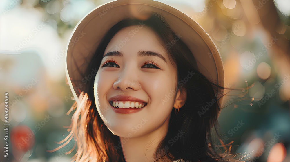 Asian woman smiling, portrait of a person. Asian woman smiling, portrait of a person.