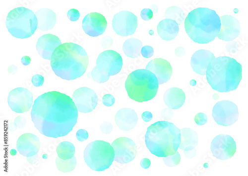 水彩　水玉　ミント　ブルー　水色　イメージ　背景