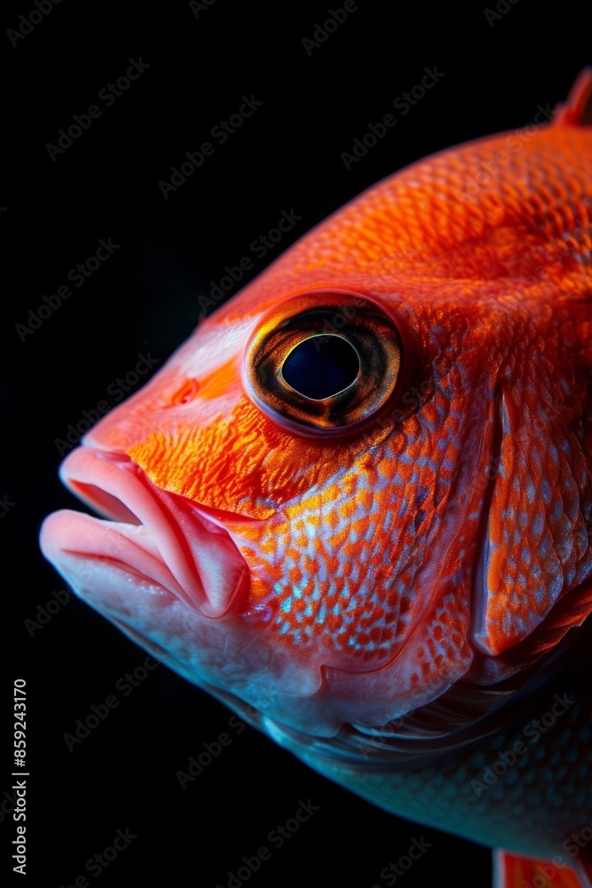 Mystic portrait of Red Snapper, copy space on right side, Anger, Menacing, Headshot, Close-up View Mystic portrait of Red Snapper, copy space on right side, Anger, Menacing, Headshot, Close-up View