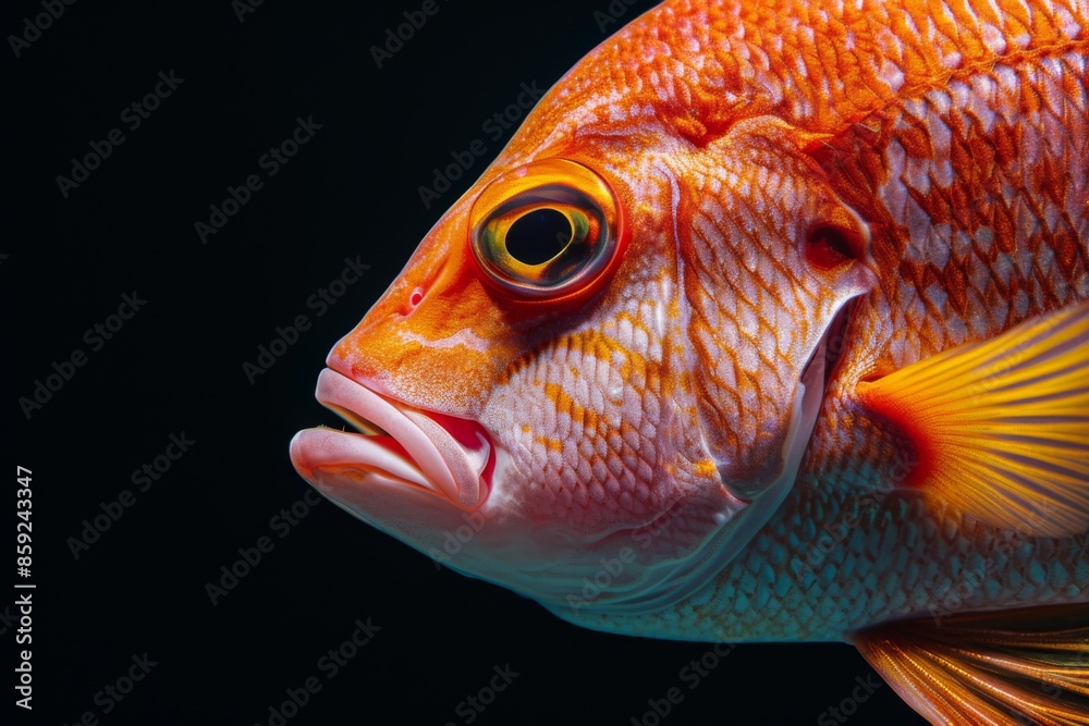 Mystic portrait of Red Snapper, copy space on right side, Anger, Menacing, full body shot, Close-up View Mystic portrait of Red Snapper, copy space on right side, Anger, Menacing, full body shot, Close-up View