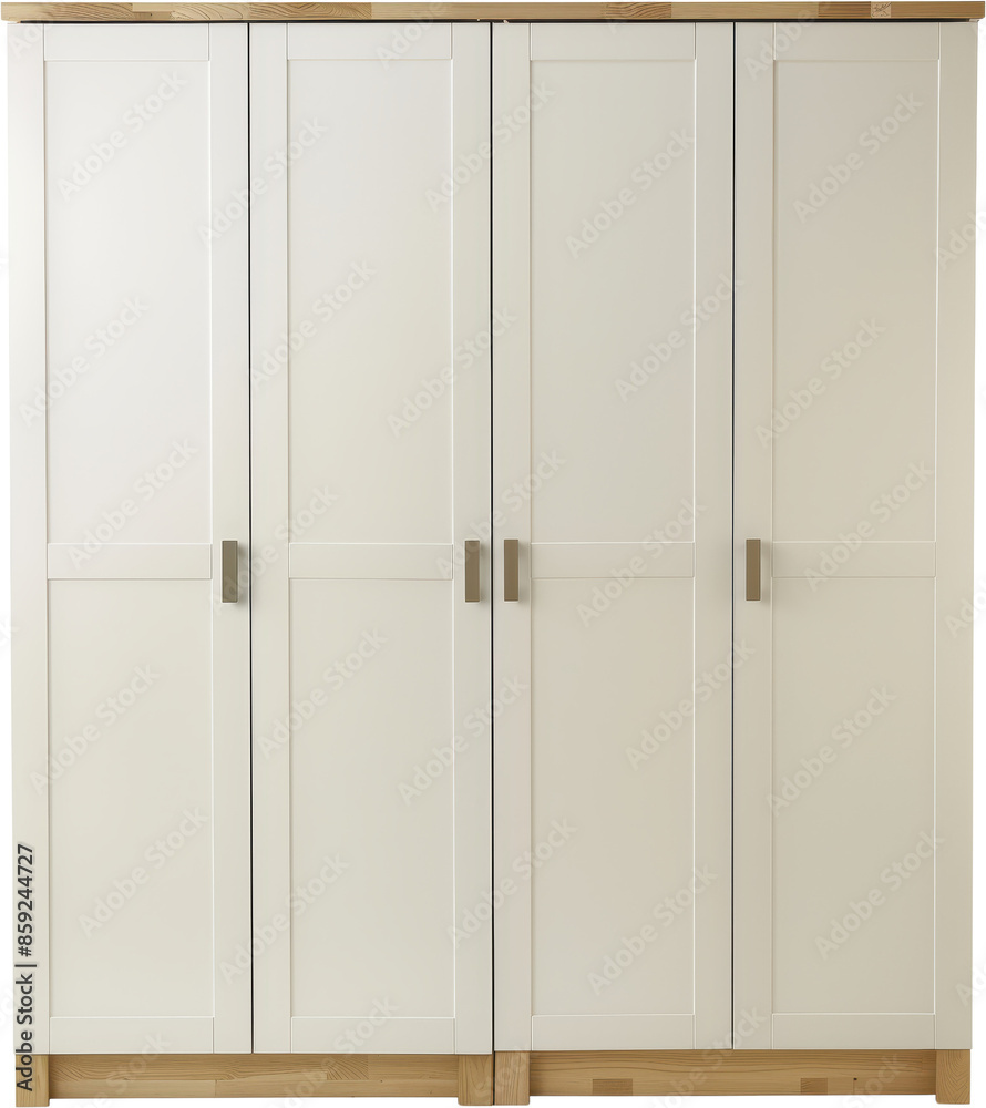 White Four-Door Wardrobe Isolated on a White Background White Four-Door Wardrobe Isolated on a White Background