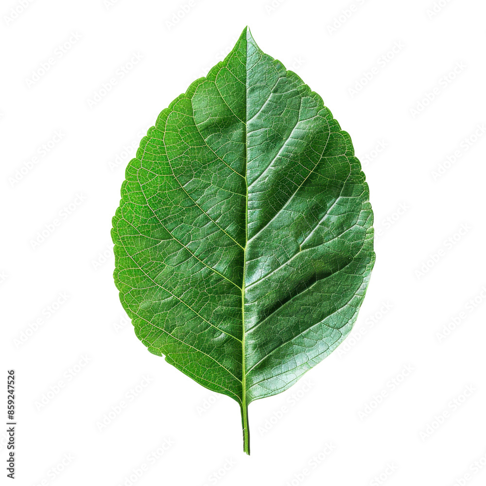 High resolution close-up image of a single green leaf with detailed texture, isolated on a white background. High resolution close-up image of a single green leaf with detailed texture, isolated on a white background.