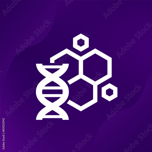 Biomaterial vector icon with dna and molecule