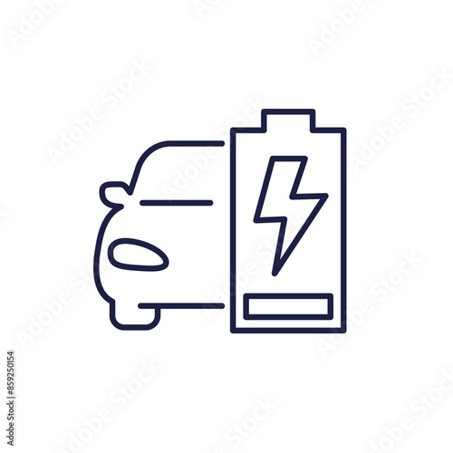 car low battery line icon on white