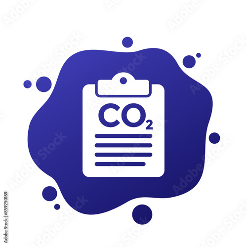 co2 report icon, carbon policy vector