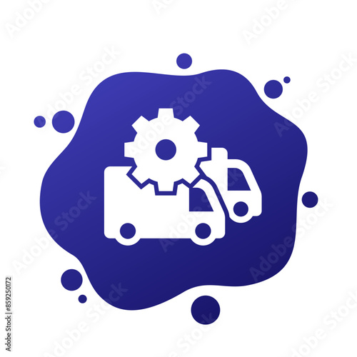 commercial fleet management vector icon with trucks, vans