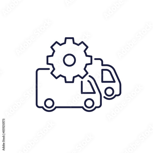 commercial fleet management line icon with trucks, vans