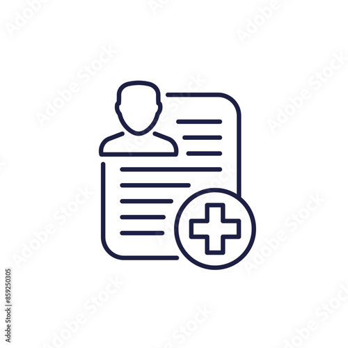 medical history, patient file line icon on white