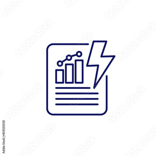 power consumption report line icon on white