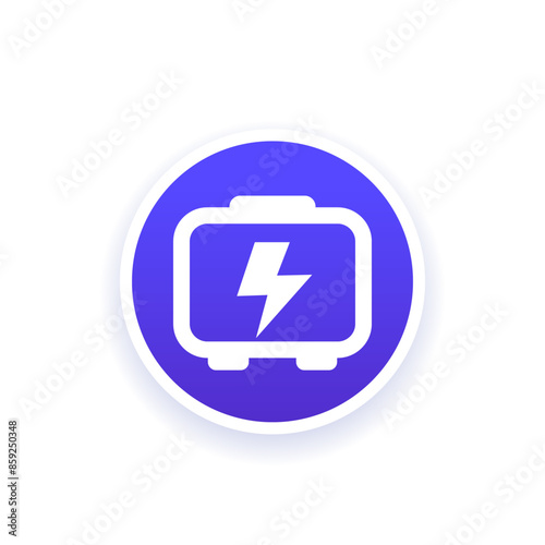 portable power generator round icon, vector