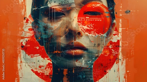 Avant-garde Japanese Cultural Poster with Experimental Collage and Glitch Art Techniques