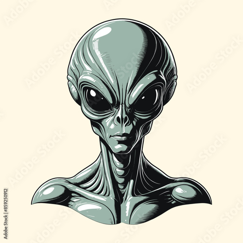 Alien Head Vector Illustration Hand Drawing Illustration