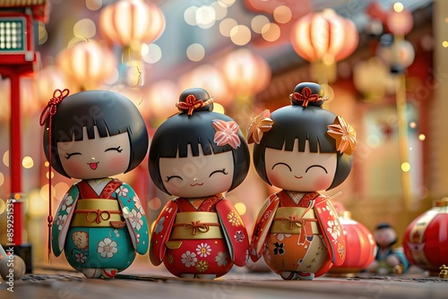 Lively Japanese Festival Dolls Capturing the Energy and Excitement of Traditional