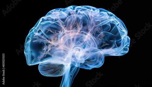 Futuristic Digital Visualization of a Glowing Brain with Neural Connections