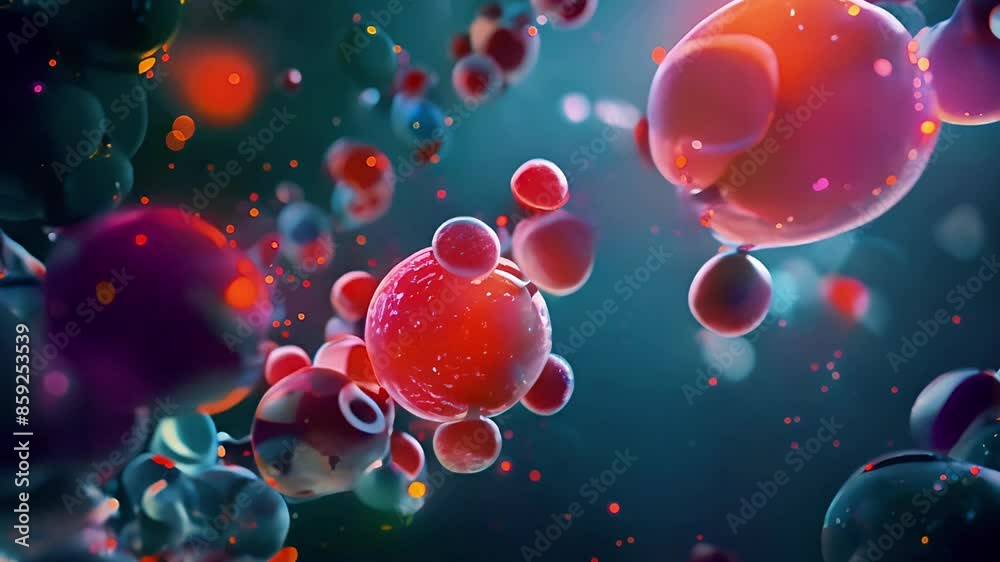 Close-up of a vibrant 3D molecular structure, showcasing interconnected red and blue atoms against a dark background. Close-up of a vibrant 3D molecular structure, showcasing interconnected red and blue atoms against a dark background.