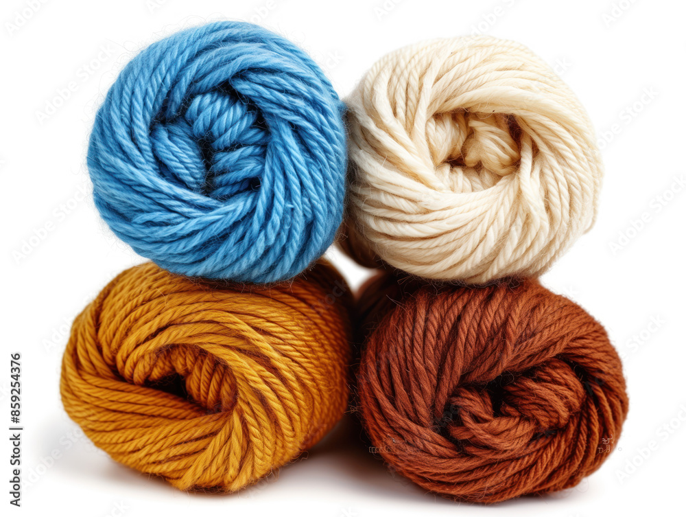 Colorful yarn isolated on white background. Created with Generative AI technology.