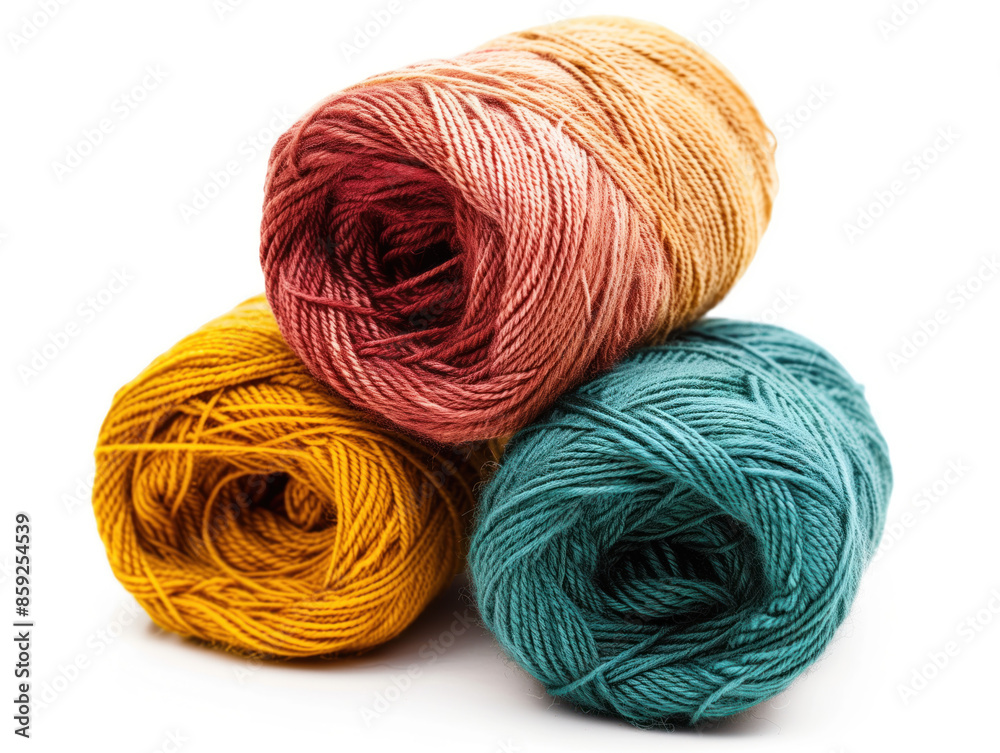 Colorful yarn isolated on white background. Created with Generative AI technology. Colorful yarn isolated on white background. Created with Generative AI technology.