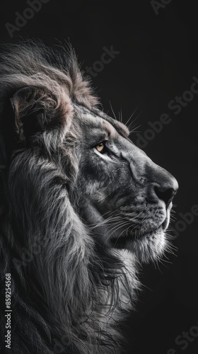 Wallpaper Mural Majestic lion in profile against a black background Torontodigital.ca