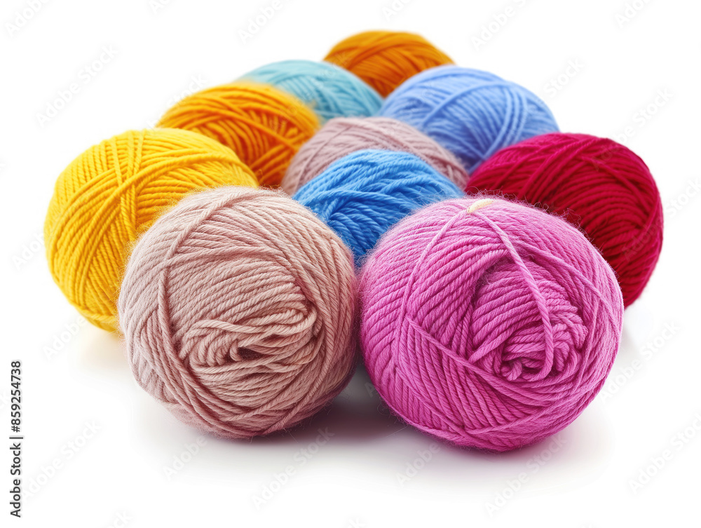 Colorful yarn isolated on white background. Created with Generative AI technology.