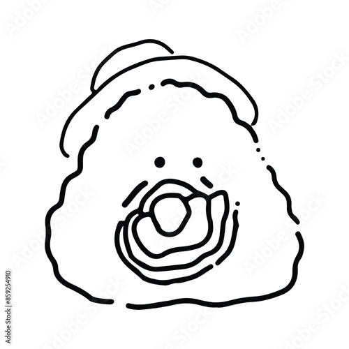 Cute cartoon food character. Cute Onigiri Outline. Funny rice with nori wrap and cute face, cartoon Japanese food mascot, onigiri sticker vector illustration