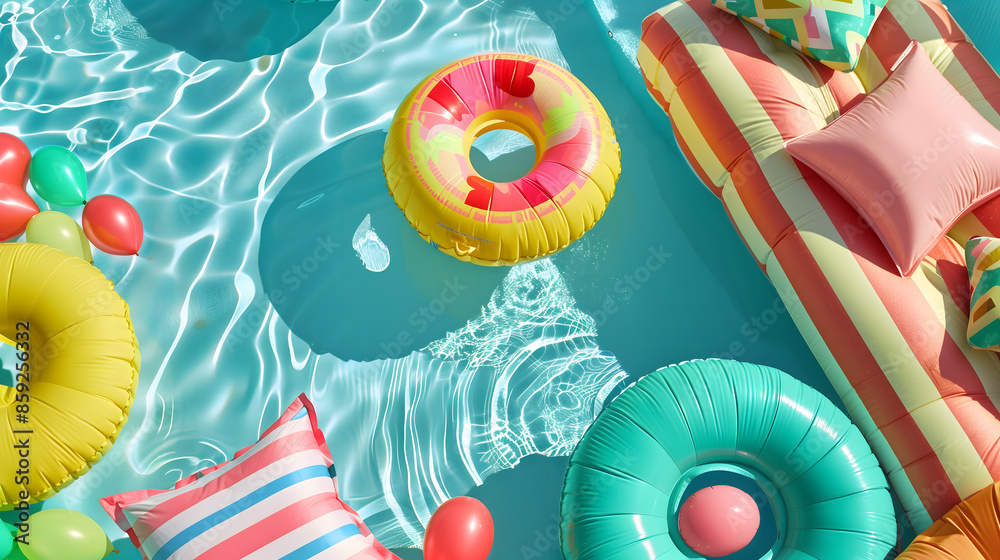 Colorful swimming pools in summer Colorful swimming pools in summer