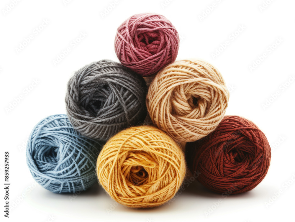 Colorful yarn isolated on white background. Created with Generative AI technology. Colorful yarn isolated on white background. Created with Generative AI technology.