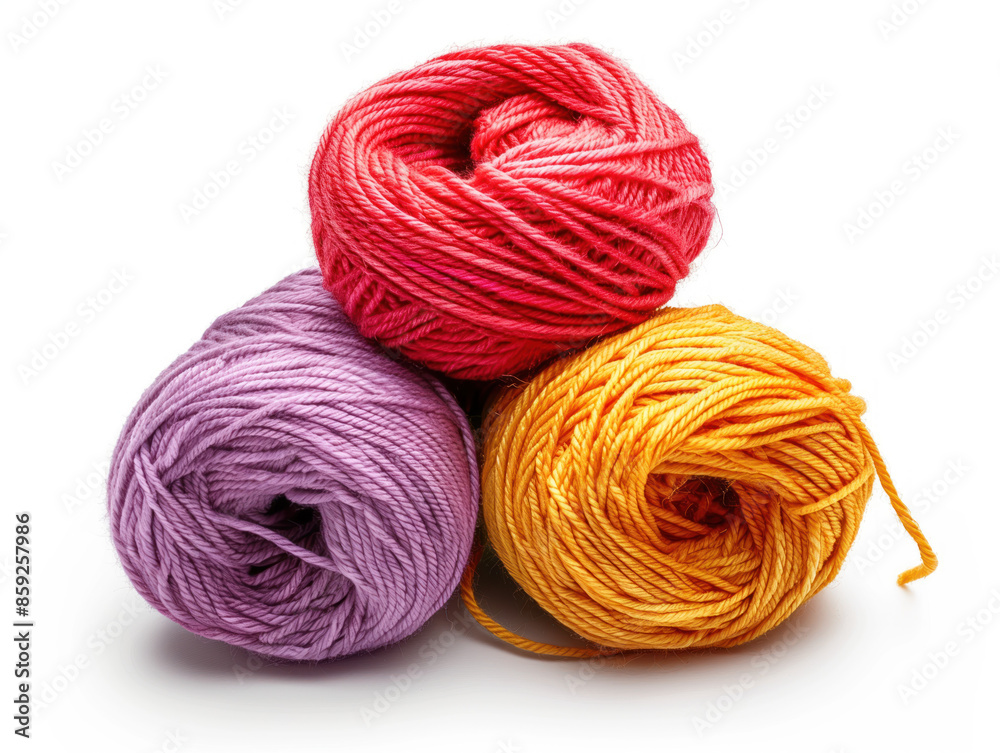 Colorful yarn isolated on white background. Created with Generative AI technology. Colorful yarn isolated on white background. Created with Generative AI technology.