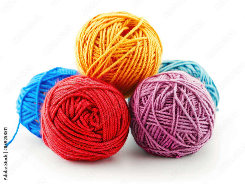 Colorful yarn isolated on white background. Created with Generative AI technology. Colorful yarn isolated on white background. Created with Generative AI technology.