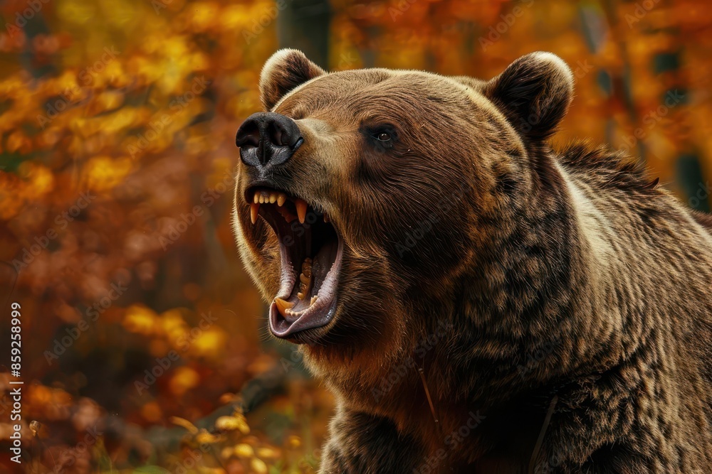 furious attacking brown bear in autumn forest powerful wildlife photography furious attacking brown bear in autumn forest powerful wildlife photography