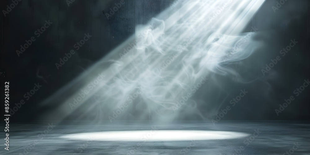 Obraz premium Abstract image of a dark room with fog light beam and smoke. Concept Dark Room, Fog Light Beam, Abstract Image, Smoke Effect
