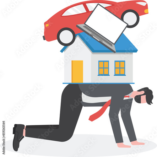Businessman concept of debt and mortgage loan - vector illustration

