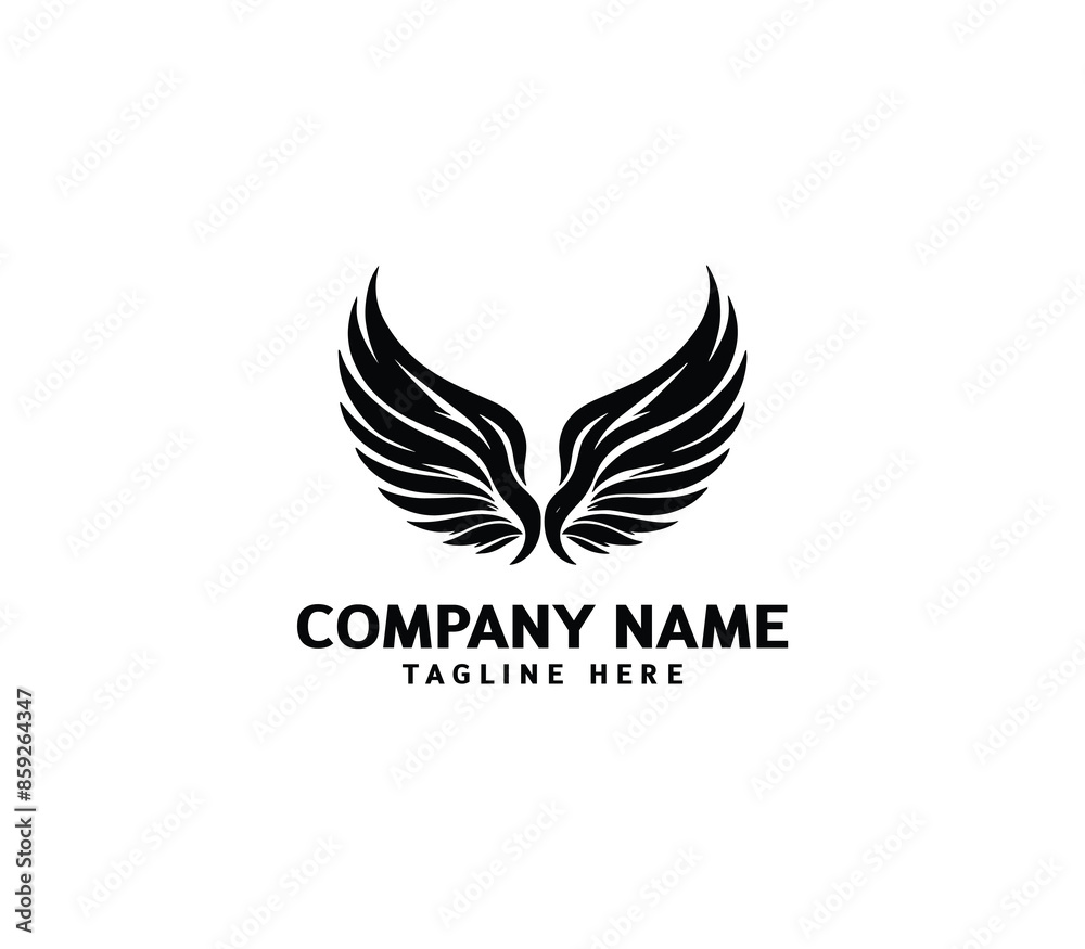 Wings logo vector illustration. Wings logo design. Modern angel wings. Shallotte of angle wings Wings logo vector illustration. Wings logo design. Modern angel wings. Shallotte of angle wings