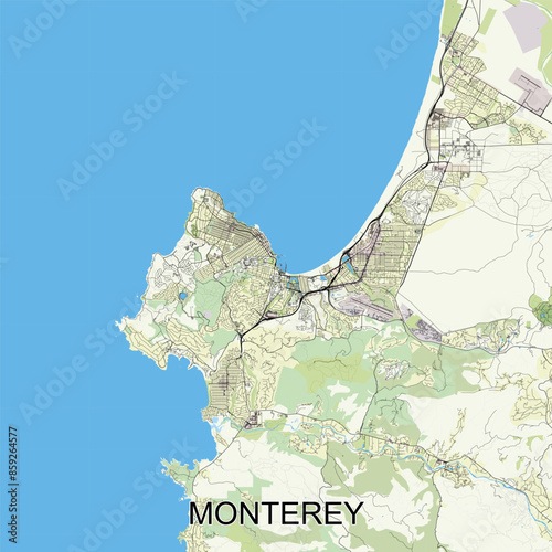 Monterey, California, USA map poster art