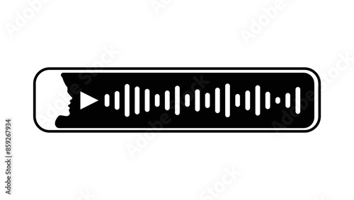 Voice message emblem, black isolated silhouette
