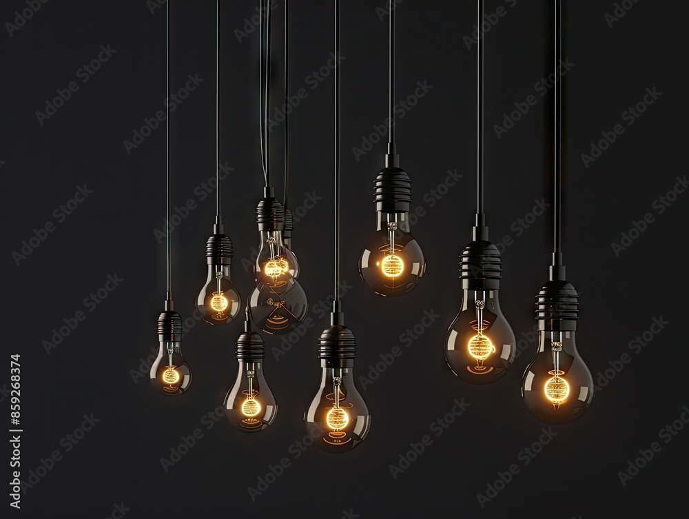 Illuminating Ideas: A Group of Hanging Light Bulbs Illuminating Ideas: A Group of Hanging Light Bulbs