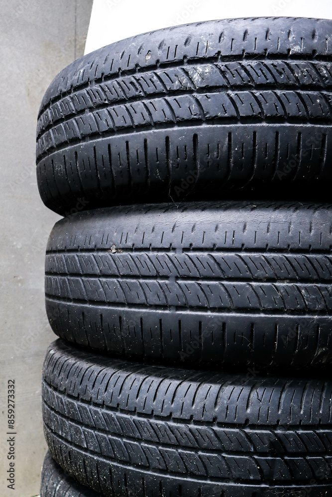 Black old worn out tires. Black old worn out tires.